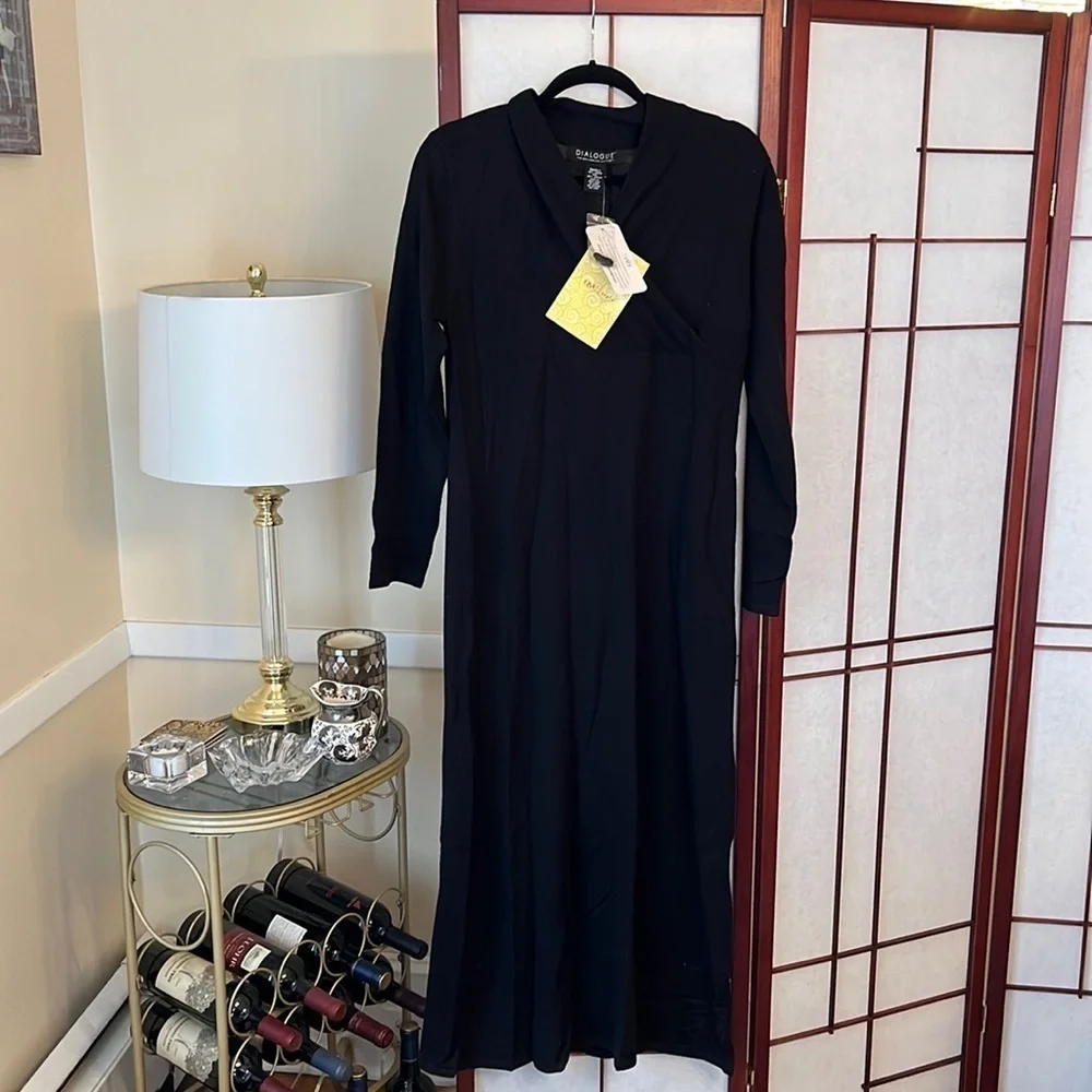 NWT from QVC Small Black Dialogue Maxi Dress Washable in Wool/Acrylic - Picture 1 of 10